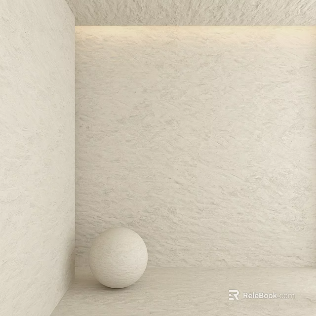 Textured White Wall Interior With Minimalist Design And Corner Sphere Decor 3d model