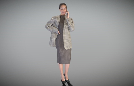 Business lady standing lady European and American white 3d model