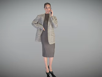 Business lady standing lady European and American white 3d model