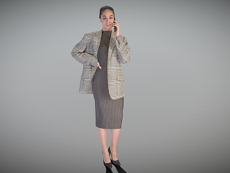 Business lady standing lady European and American white 3d model