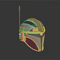 Futuristic Metallic Helmet With Antenna And Sleek Shiny Design Surface Features