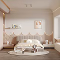 Kids Bedroom Interior Design with Soft Tones Arched Decor Bed Stuffed Toys and Window Seat