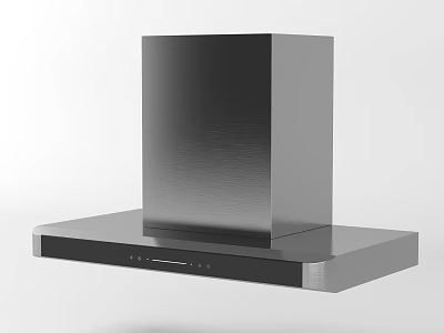 Modern Kitchen Range Hood In Stainless Steel With Sleek Square Design And Flat Base 3d model