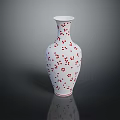 Decorative White Ceramic Vase With Red Dots Pattern And Smooth Curved Shape 3d model