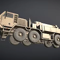 Camouflage Military Heavy Duty Truck Featuring Crane And Eight Large Wheels