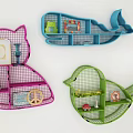 Cute Cat Whale Bird Shaped Wall Cabinets With Grid Design For Small Items Storage 3d model