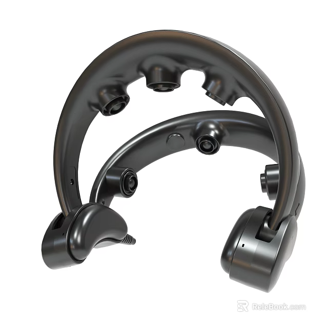 Black Headset With Ergonomic Headband Adjustable Earcups And Modern Design 3d model 