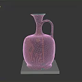 Intricate Carved Ancient Terracotta Jug With Figure Floral Motifs On White Base