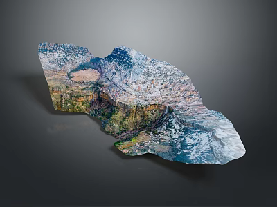 Natural Mountain Canyon Landscape With Layered Terrain And Snow Capped Peaks 3d model