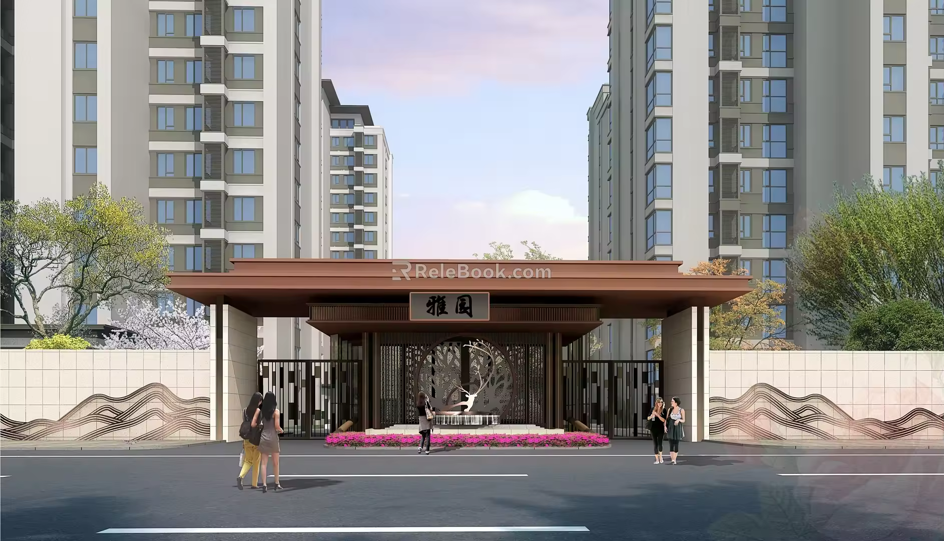 New Chinese-style Gate Community Gate 3d model