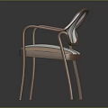 Modern Accent Chair With Wooden Armrests And Striped Fabric Upholstered Seat
