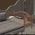 Wooden Children's Bed with Yellow Pattern Mattress White Pillow and Yellow Stuffed Toy