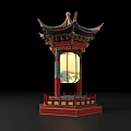 Traditional Ancient Chinese Architecture Style Lantern With Carved Details And Colorful Roof