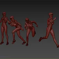 Women In White Spotted Hoodies And Pink Leggings Running On Light Background
