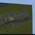 Aerial View Planning Of Waterfront Urban Area With Tall Buildings Green Spaces And Roads
