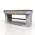 Modern Industrial Media Console With Gray Concrete Body Open Shelves And Black Top