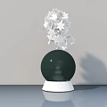 Decorative Ornament Set with Green Spherical Base and White Star Shaped Decorations