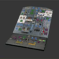 Detailed Industrial Control Panel With Various Buttons Knobs Gauges And Indicator Lights