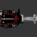 Modern Outboard Motor For Water Transport With Red Black Design And Propeller