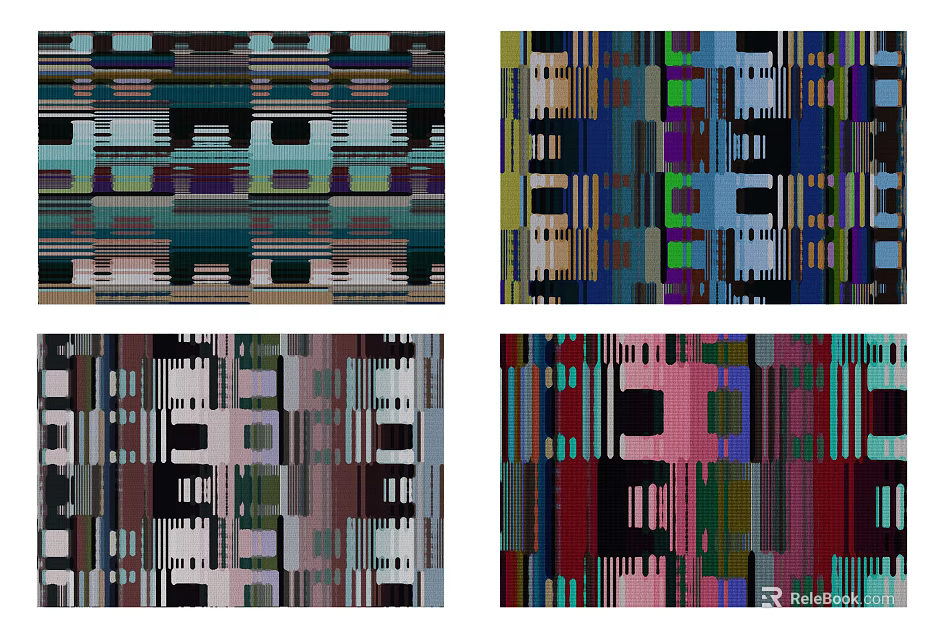 Vibrant Square Rugs Featuring Abstract Geometric Patterns In Various Colors 3d model