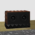 Premium Wooden Enclosure Audio Speaker With Woven Pattern Dual Speakers And Black Geometric Base