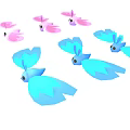Cute Pink and Blue Flying Rabbit Characters with Wings in Game Movies