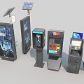 Road Facilities Retro Billboard Telephone Booth ATM Mailbox 3d model