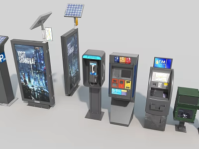 Smart Machines Such As Vending Kiosks Solar Powered Charging Stations And Digital Information Displays 3d model