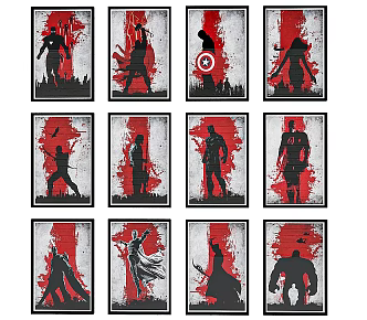 Poster Superhero Avengers Hanging Picture Frame American Entrance Decorative Painting Restaurant Flower Mural European Style Hanging Painting Vintage 3d model