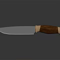 Reflective Weapon Knife With Silver Blade Wooden Handle And Gold Decorative Trim