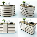Modern Cabinet With Multiple Drawers And Decorative Top Featuring Vase And Ornaments