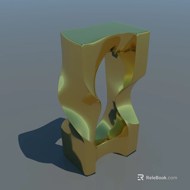 Modern Gold Metallic Decorative Ornament Set With Unique Curved Sculptural Design 3d model 