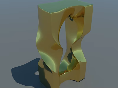 Modern Gold Metallic Decorative Ornament Set With Unique Curved Sculptural Design 3d model