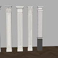 European-style carved Roman column European-style plaster column square column 3d model