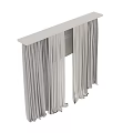 Layered Grey And White Curtains With Sheer Panels And Window Frame
