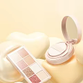 Soft Cream Yellow Cosmetics Featuring Heart Shaped Elements Eyeshadow Palette And Compact Powder Case 3d model