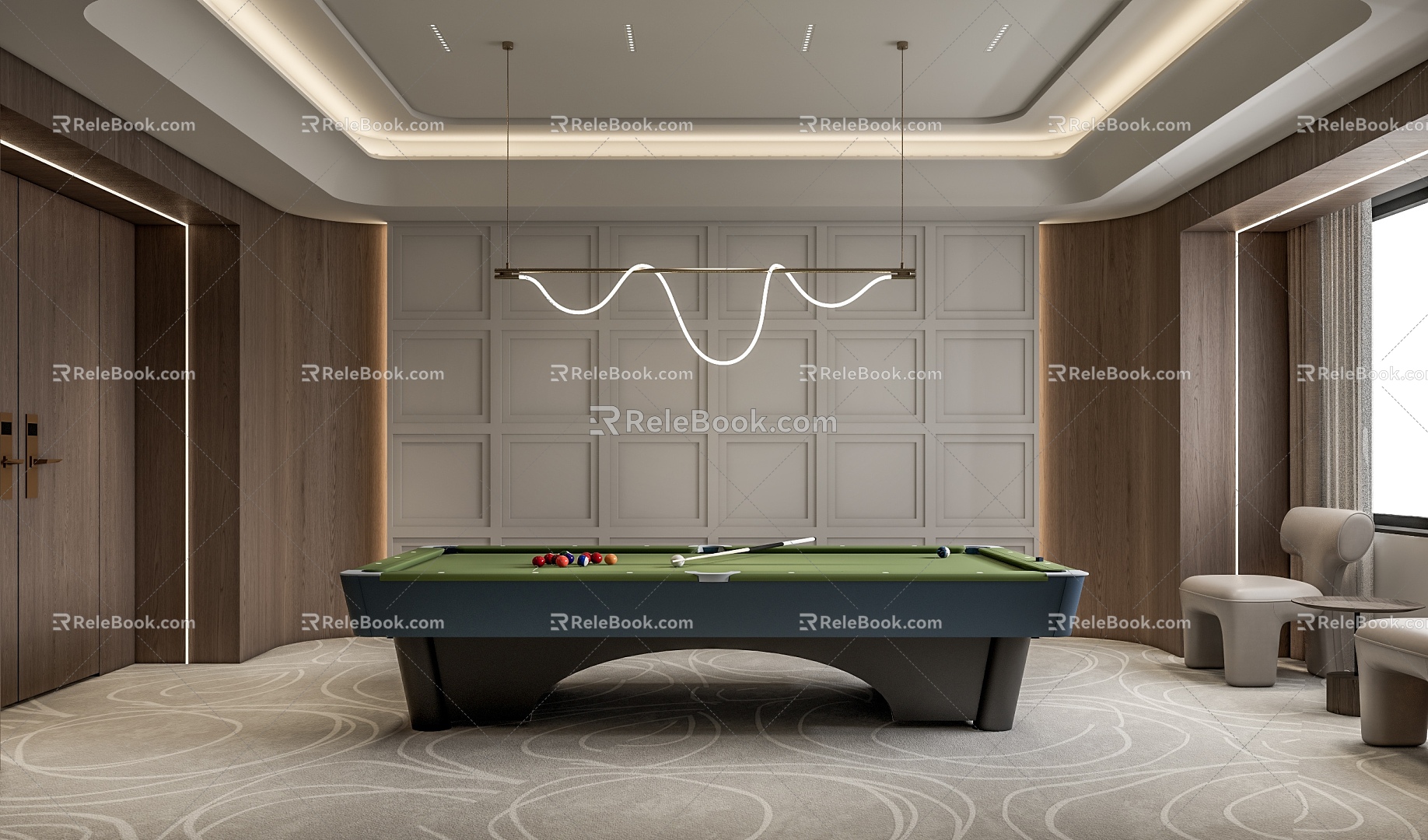 Modern Billiard Room Clubhouse Billiard Room 3d model