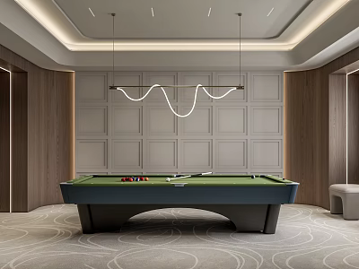 Modern Billiard Room With Pool Table And Contemporary Lighting 3d model