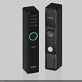 Modern Smart Electronic Door Handle With Digital Keypad And Green Indicator Light 3d model