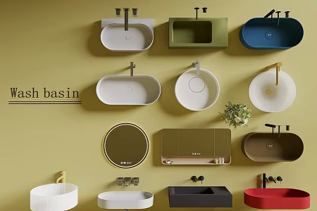 Wash basin wash basin counter basin wash basin faucet bathroom mirror 3d model