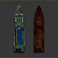 Modern Blue White Green Water Vessel and Rusty Old Ship Watercraft