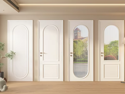 White Swing Doors With Glass Panels For Elegant Home Interior Design 3d model