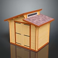 Small Wooden Shed With Double Doors Brown Trim And Shingle Roof Light Wood Exterior