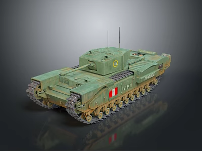 Green Armored Military Tank With Turret Tracks And Detailed Exterior Side View 3d model