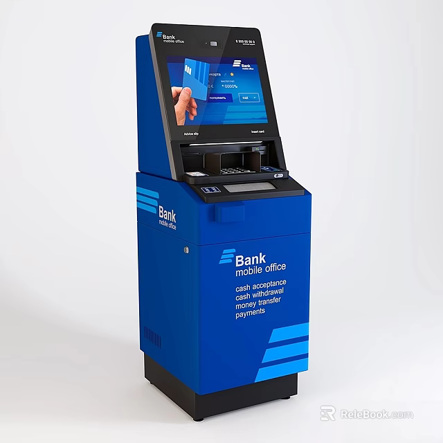 Blue Self Service Terminal Daily Electrical Appliance with Touch Screen for Office Bank Use 3d model 