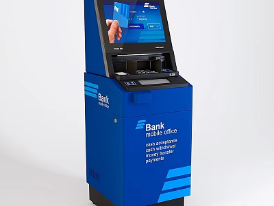 Blue Self Service Terminal Daily Electrical Appliance with Touch Screen for Office Bank Use 3d model