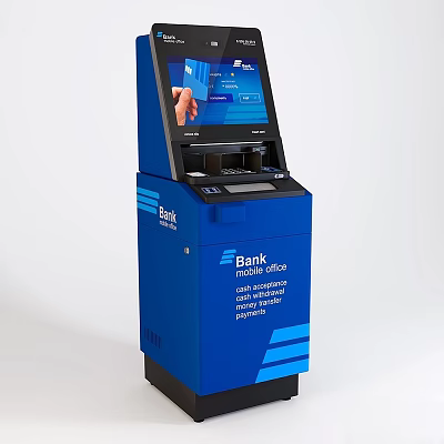Blue Self Service Terminal Daily Electrical Appliance with Touch Screen for Office Bank Use 3d model
