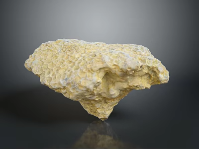 Natural Yellow Stone Material With Honeycomb Texture And Reflective Surface On Dark Background 3d model