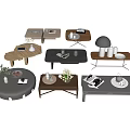 Modern Coffee Tables in Various Designs With Wooden Metal Frames and Decorative Flowers Books
