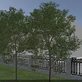 Modern Industrial Factory Building Featuring Blue Roof Surrounding Greenery And Parking Area